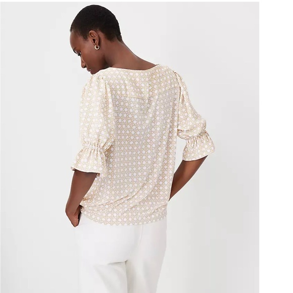 NWOT Ann Taylor Petite Ruffle Mixed Media Puff Sleeve Top, XXSP - Picture 4 of 5